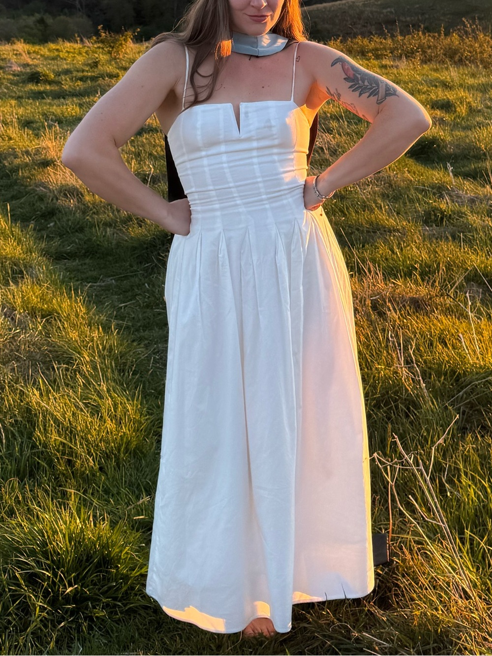 Reformation White Maxi Spaghetti Strap Dress